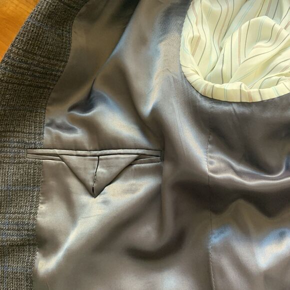 Lauren Ralph Lauren Gray Blue Glen Plaid Sport Coat Blazer 100% Wool 44L - Picture 9 of 11